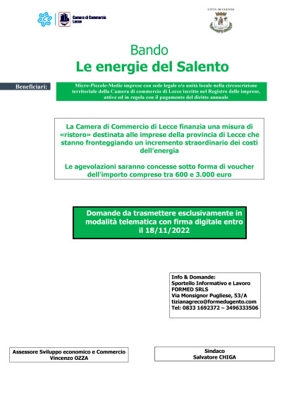Bando Le energie del Salento