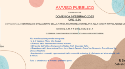 Cerimonia di svelamento della targa marmorea correlata alla nuova intitolazio...