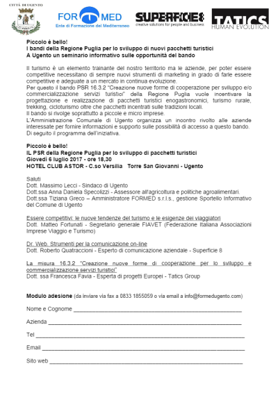 Piccolo &egrave; bello! I bandi della Regione Puglia per lo sviluppo di nuovi...